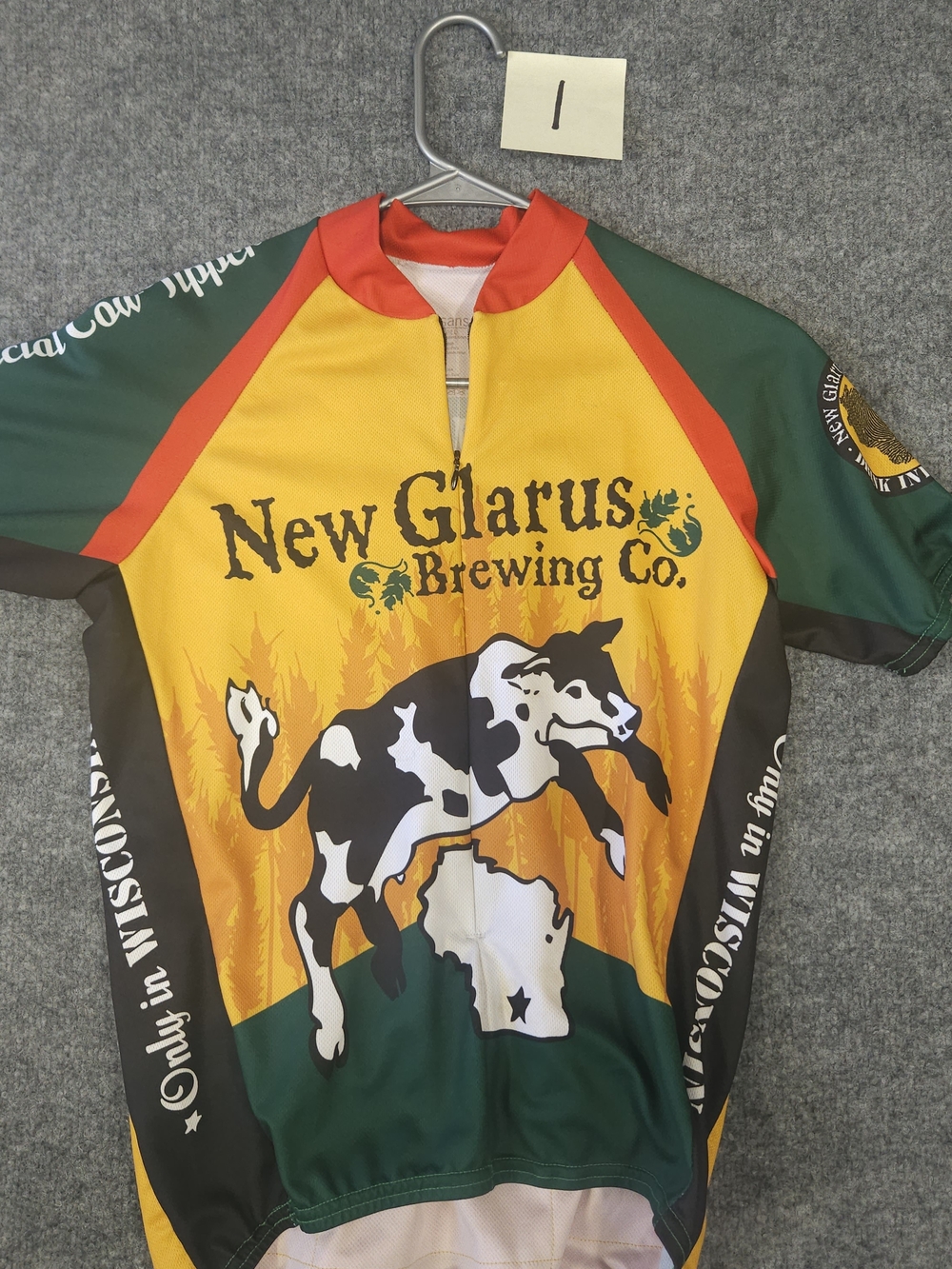 Artisan New Glarus Brewing Co. Yellow, Green & Red Cycling Jersey